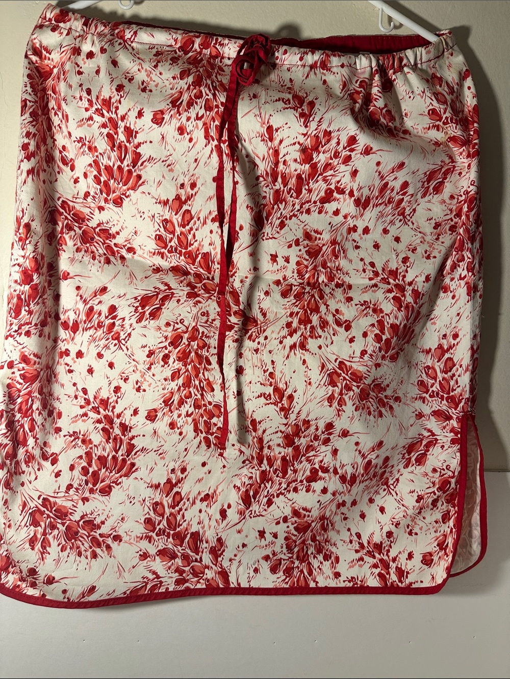 Max Studio White Mini Skirt with Red Floral Print